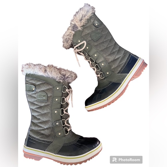 SOREL Women's TOFINO II Waterproof Snow Boots Peatmoss/Black NL2333-213 SIZE 8 - Picture 2 of 14